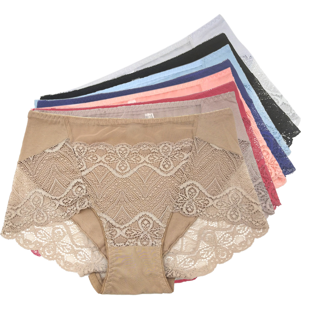 3xl plus Plus-size high-waists Lace panties Sexy sheer lace briefs for women full figure