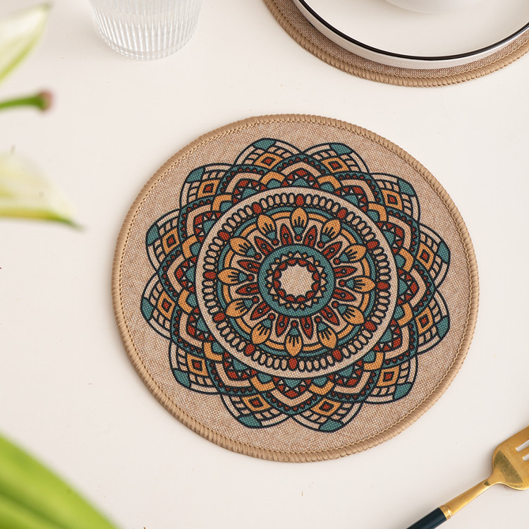Factory direct sales of American retro placemats, light luxury home printed heat insulation pads, waterproof tableware pads, anti-slip Western placemats with lettering Specification image