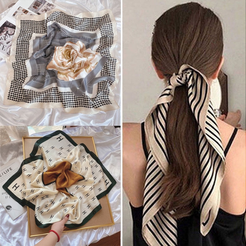 Women spring autumn scarf wholesale spring decoration scarf 100 wear ribbon imitation silk professional scarf 70cm small square thumbnail