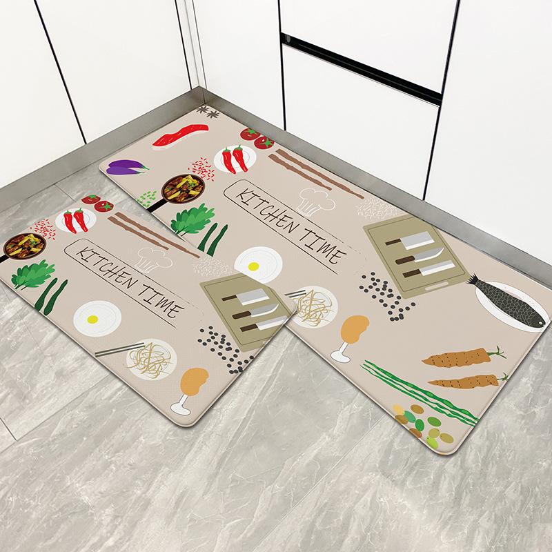 Cross-border hot sale kitchen floor MATS waterproof oil anti-slip anti-fall scrubbing leather kitchen floor MATS