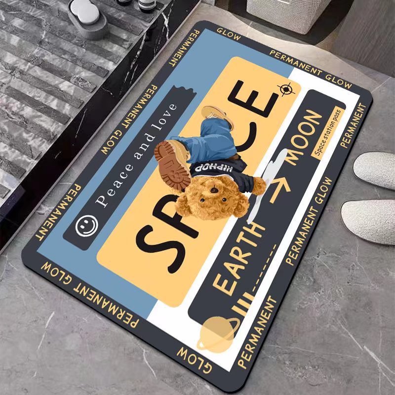 Cross-border European-style carpet bathroom mat, rubber anti-slip absorbent mat, washable bathroom entrance floor mat Specification image