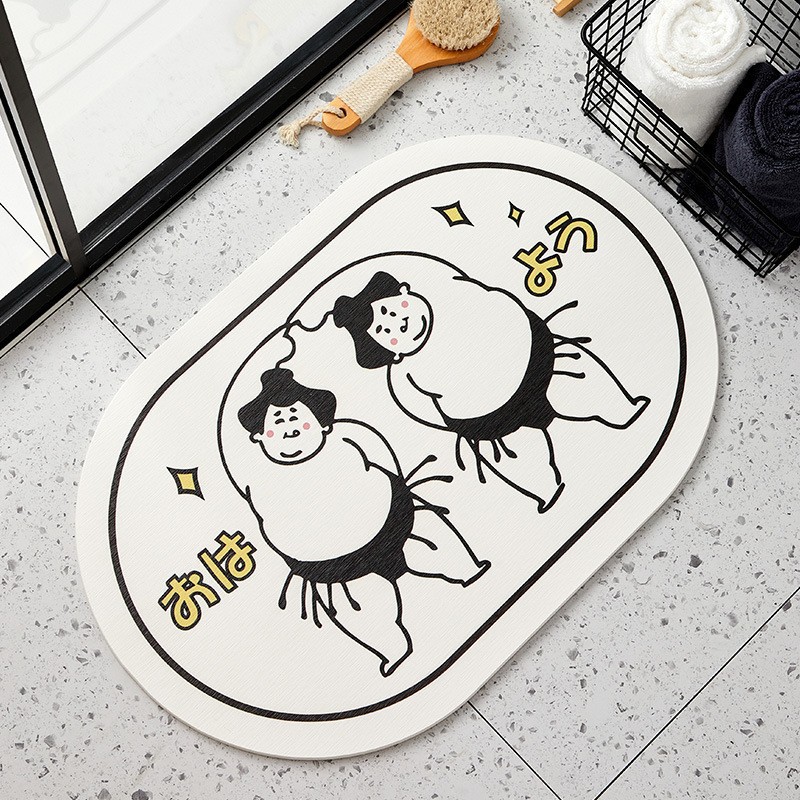 小清新椭圆软硅藻地垫泥吸水垫速干免洗脚垫地垫浴室门口地毯地垫