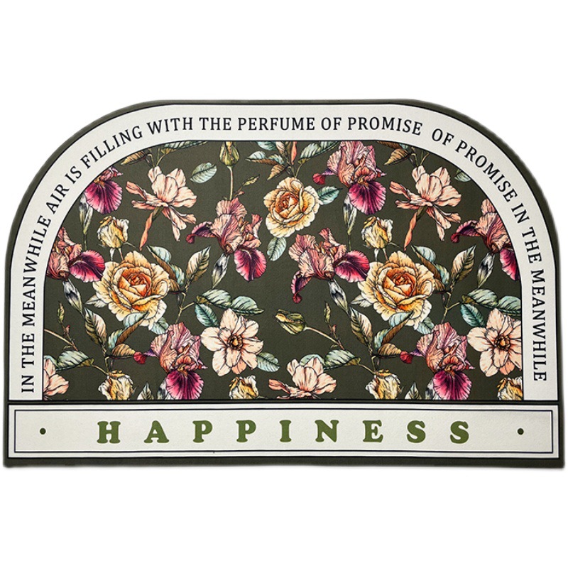 American-style light luxury semi-circular bathroom floor mat, diatom mud bathroom water-absorbing anti-slip door mat, toilet door waterproof foot mat Application Scenario