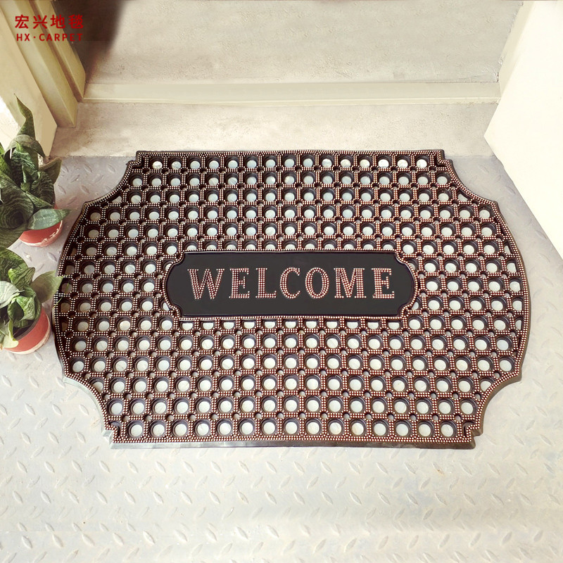 Outdoor door mat, entrance door mat, outdoor rubber anti-slip mat, hollowed-out foot mat for entering the house outside the door, household mat details Picture