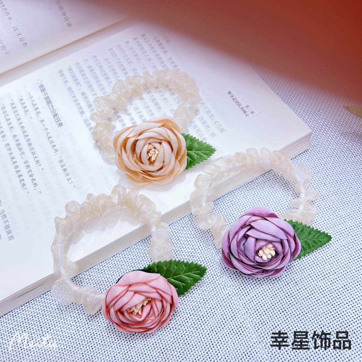 YAJA Summer hair tie, hair accessory, hair rope, forest-style, fairy-like, high-end and elegant hair tie, new camellia hair flower