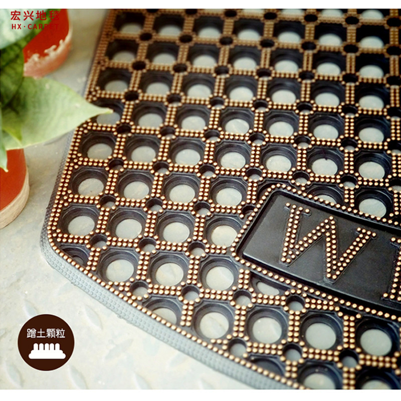 Outdoor door mat, entrance door mat, outdoor rubber anti-slip mat, hollowed-out foot mat for entering the house outside the door, household mat Specification image