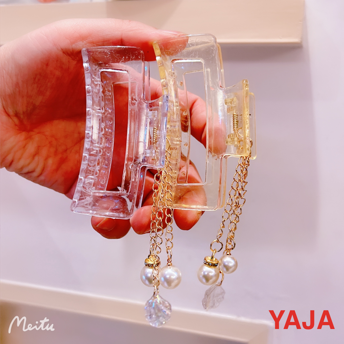 Pearl pendant hairpin headwear, a new high-end back hair clip, women's ponytail high grip clip, elegant and stylish clip Specification image