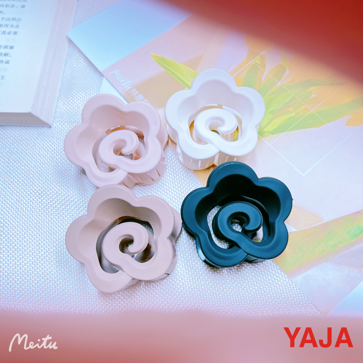 YAJA camellia hair clips are versatile for going out. The back of the head is a wavy hair clip, a stylish shark clip, a hair clip, and a headwear clip