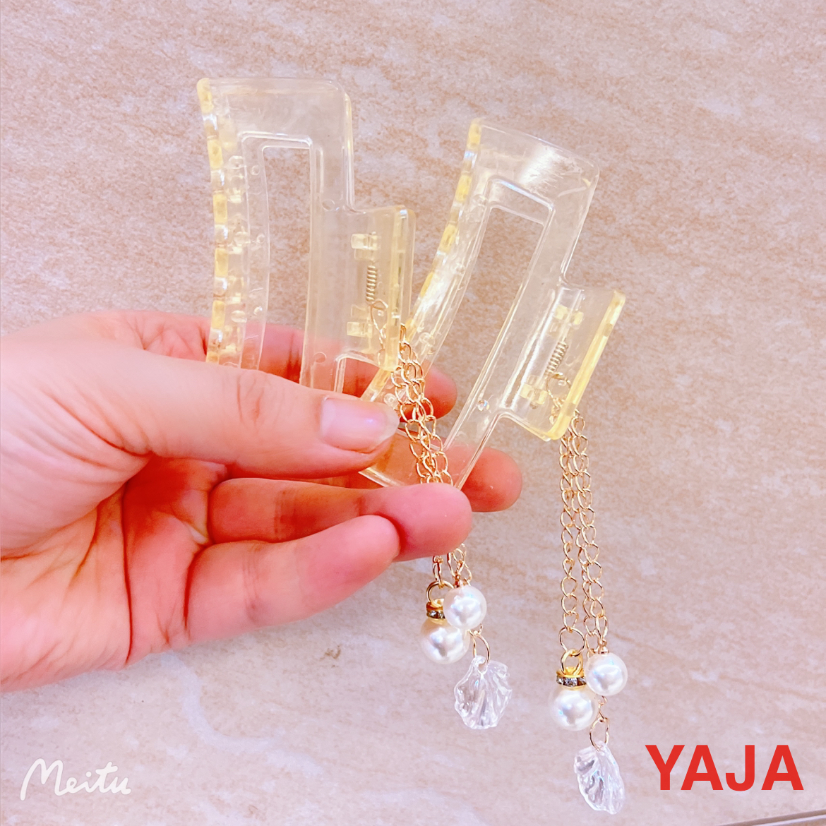 Pearl pendant hairpin headwear, a new high-end back hair clip, women's ponytail high grip clip, elegant and stylish clip