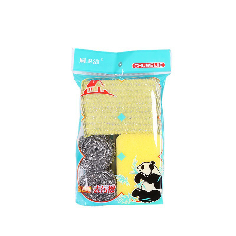 Kitchen cleaning cloths, dishwashing sponges, steel wool balls, five-piece set, sponges for scrubbing POTS and pans, street stalls, two-yuan store factory Item Picture