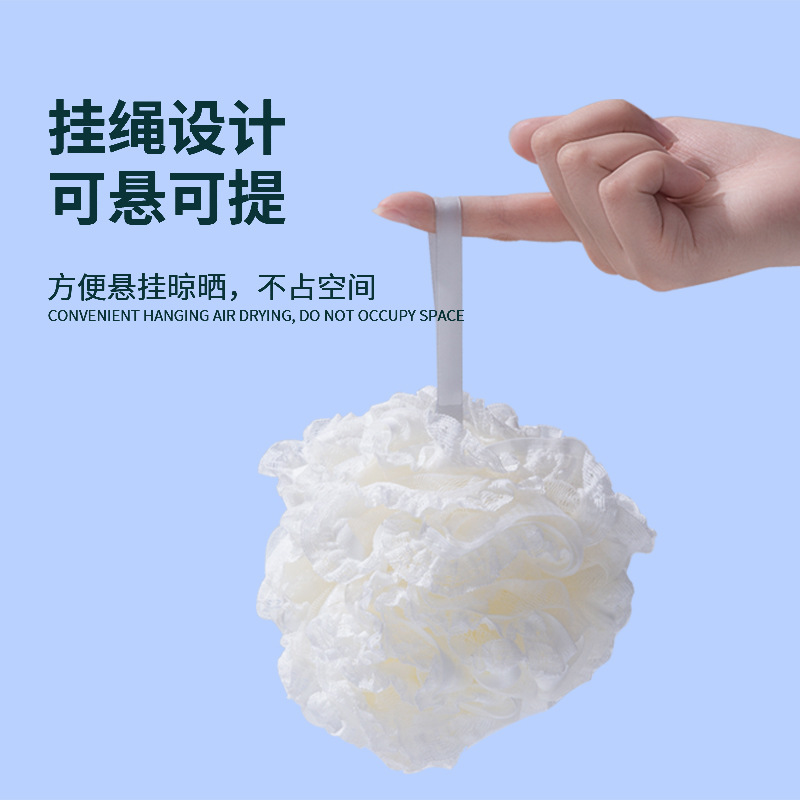 Lace bath ball, bath ball, bubble bath, soft and not easy to fall apart. Lace bath ball, flower bath ball Specification image