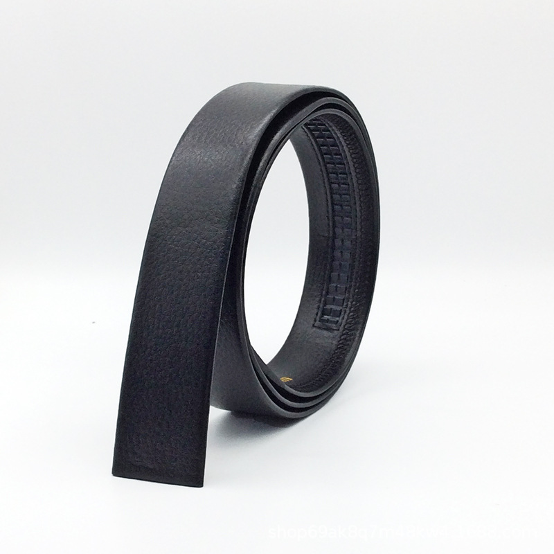 Wholesale of men's 40 litchi pattern automatic buckle belt body headless belt interlayer rubber injection men's belt details Picture