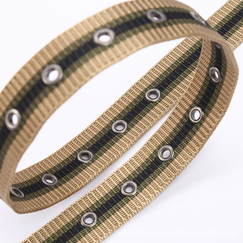 4.0 Nylon imitation canvas belt, 130cm extended, full air hole pin buckle casual woven belt, male and female student belt Item Picture