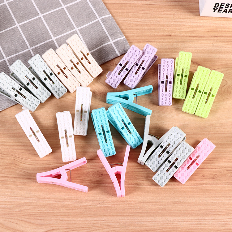 Sock drying clips, spring clips, windproof clothes drying clips, quilt drying clips, anti-slip plastic racks, 20 pieces each Specification image