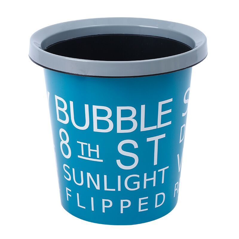 Printed trash cans, dormitory household, various edge-pressed cartoon letter trash cans, street stall ring-pressed trash cans manufacturers Item Picture