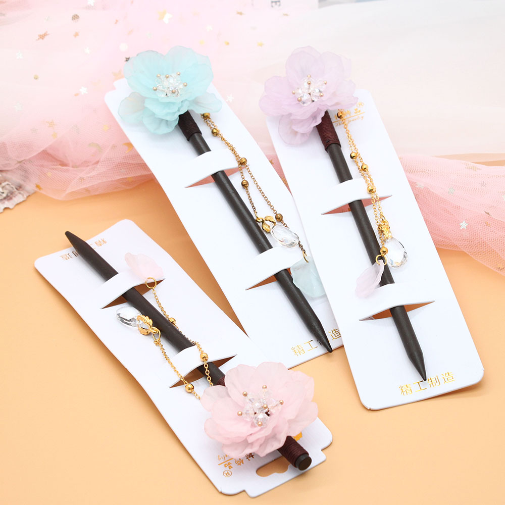 Retro wooden hairpins, updo hairpins, ancient-style hair accessories, ancient-style girl's Hanfu headwear, ancient-style hairpins, walking tassels