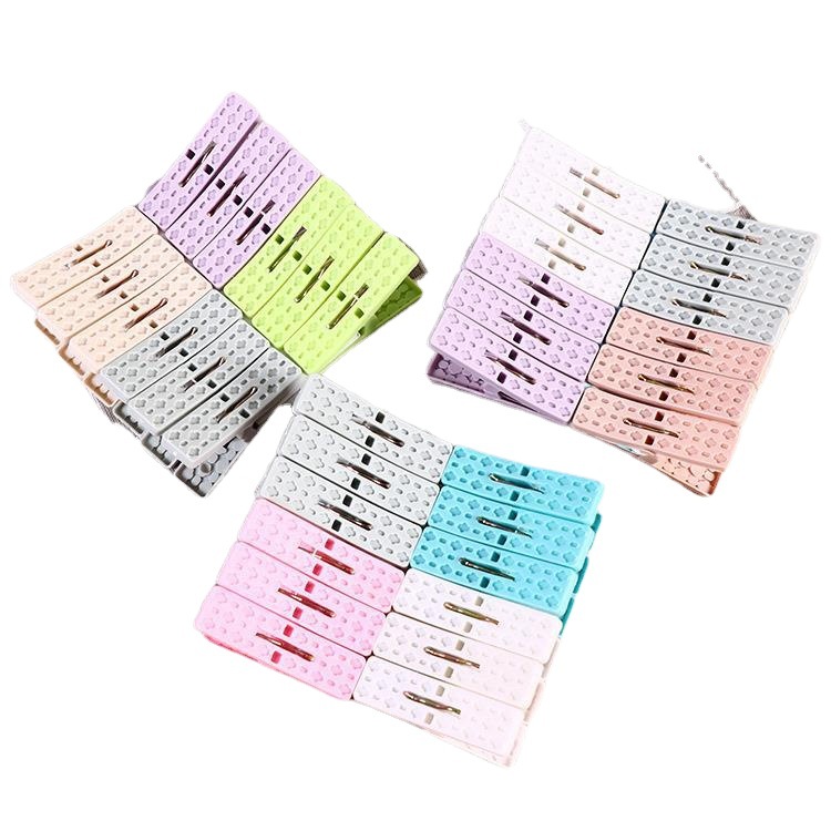 Sock drying clips, spring clips, windproof clothes drying clips, quilt drying clips, anti-slip plastic racks, 20 pieces each Item Picture