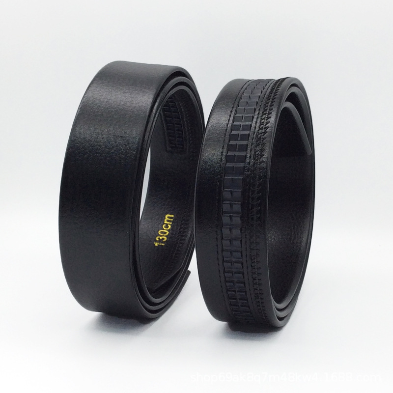 Wholesale of men's 40 litchi pattern automatic buckle belt body headless belt interlayer rubber injection men's belt Specification image