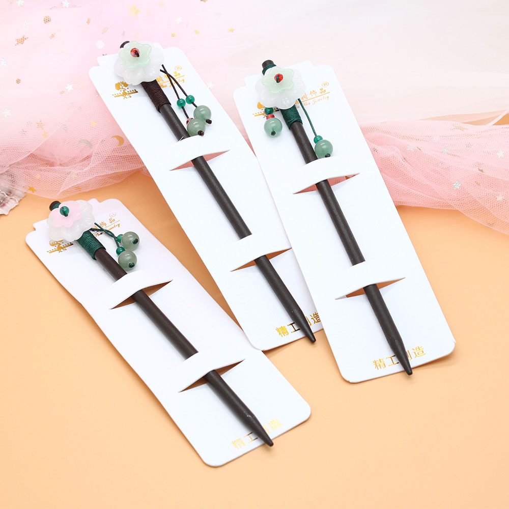 Hairpins, ancient-style hair accessories, hair wooden hairpins, tassels, step hairpins, Hanfu headwear, ancient costume accessories, women's solid wood hairpins Item Picture