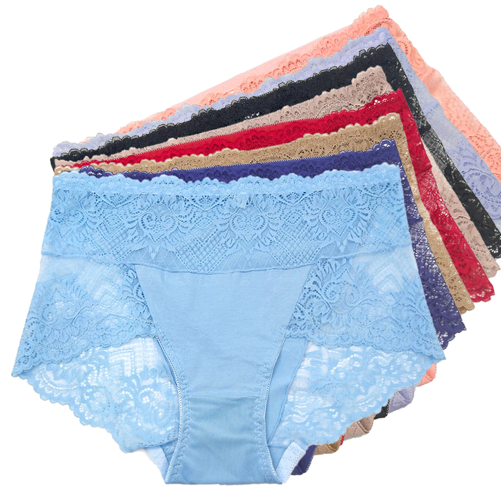 Add fat and high-waisted lace ladies underwear sexy transparent ladies foreign trade briefs sold in Europe and the United States Item Picture