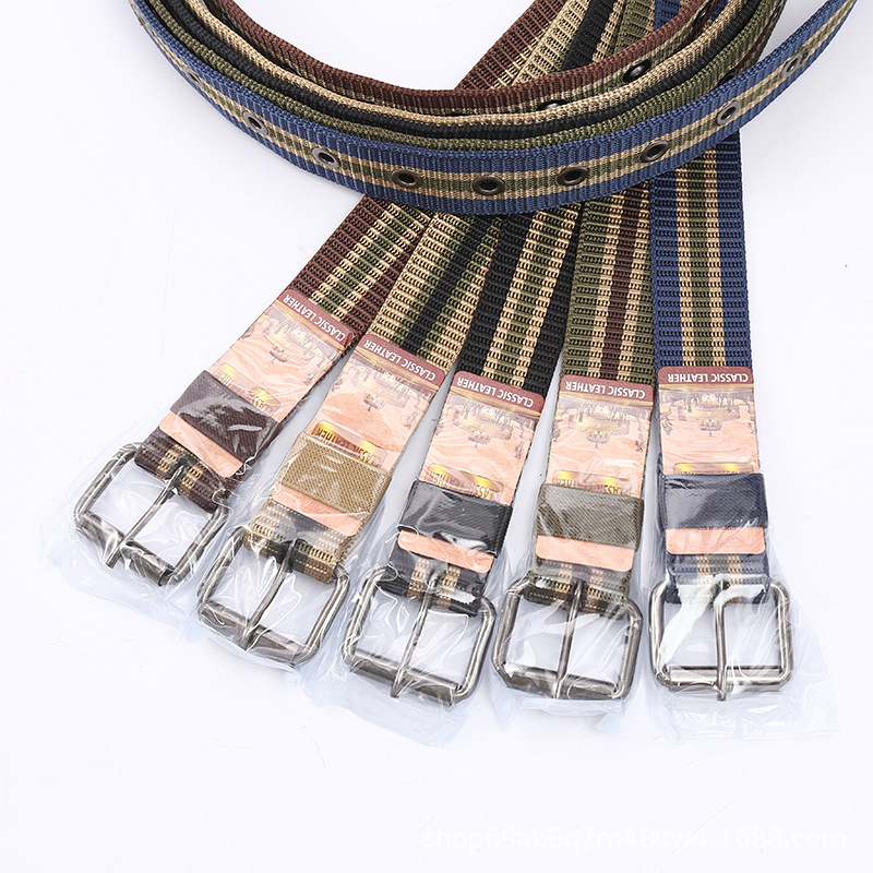 4.0 Nylon imitation canvas belt, 130cm extended, full air hole pin buckle casual woven belt, male and female student belt Specification image