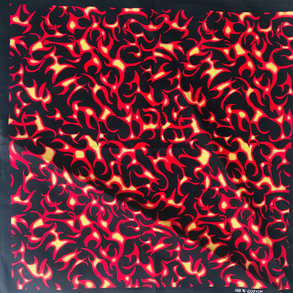 Cotton square towel, flame hip-hop headscarf, outdoor large handkerchief, handkerchief, sports sweat-absorbing wrap towel