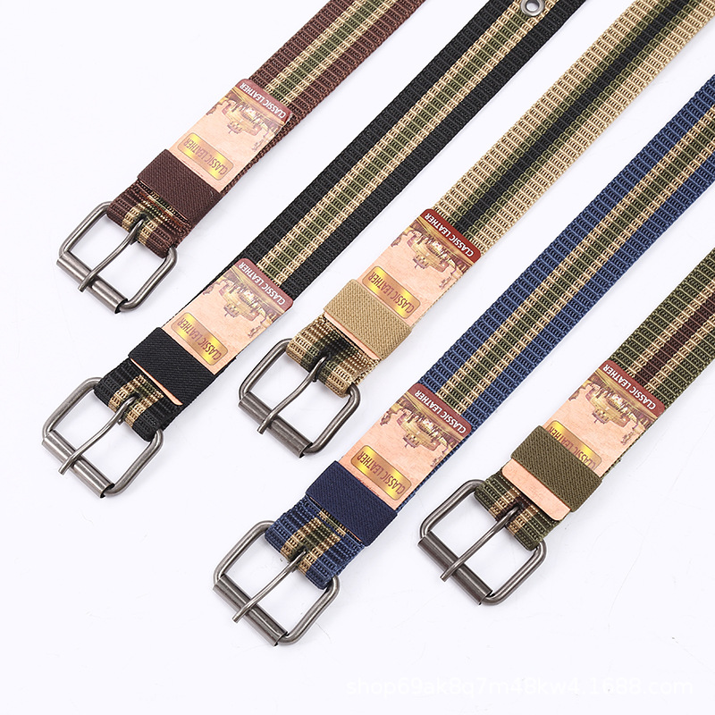 4.0 Nylon imitation canvas belt, 130cm extended, full air hole pin buckle casual woven belt, male and female student belt details Picture
