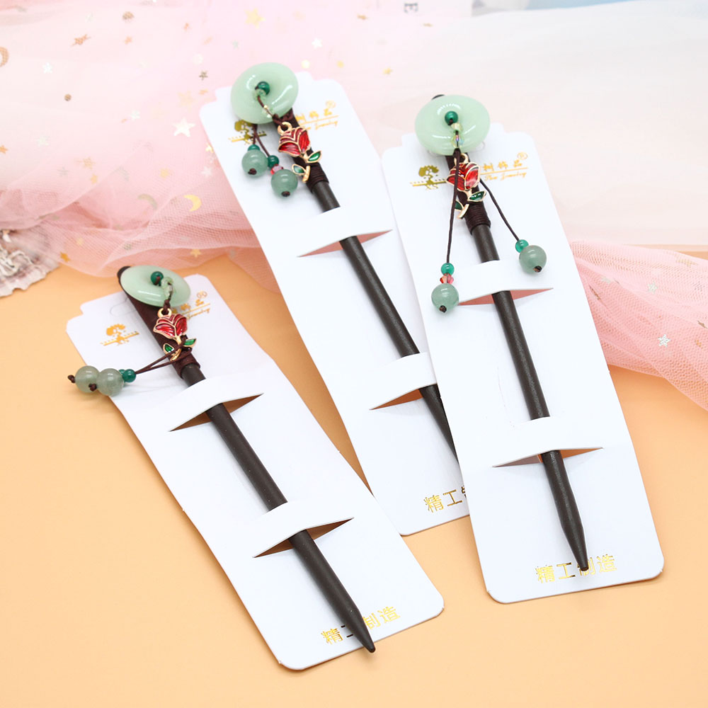 Hairpins, ancient-style hair accessories, hair wooden hairpins, tassels, step hairpins, Hanfu headwear, ancient costume accessories, women's solid wood hairpins details Picture