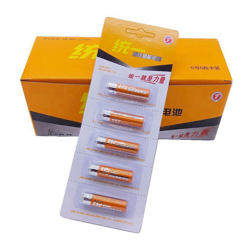 统一碳性电池5号地摊玩具电池7号遥控器替换电池高容量5粒装