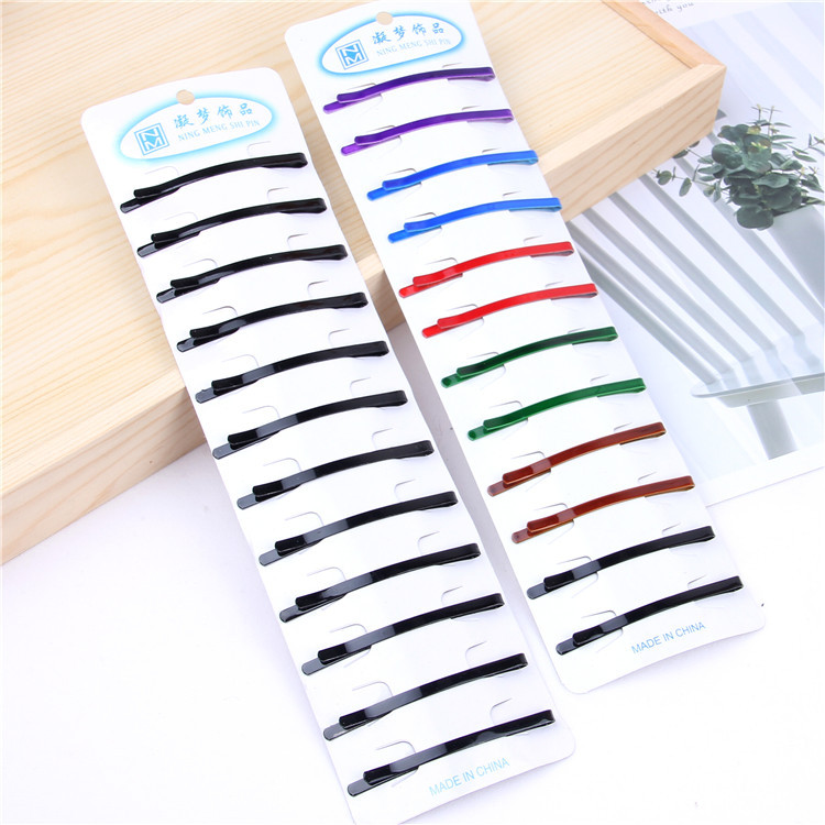 Super value card-mounted one-line clip, simple black and white hair clips of various sizes, dressing plate, hair edge clip, basic headwear, bangs clip Specification image