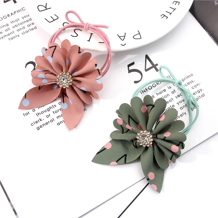 New Korean-style fresh and elastic hair bands, hair ties, fabric, butterfly flower hair ties, hair accessories, knotted leather covers for women wholesale Specification image
