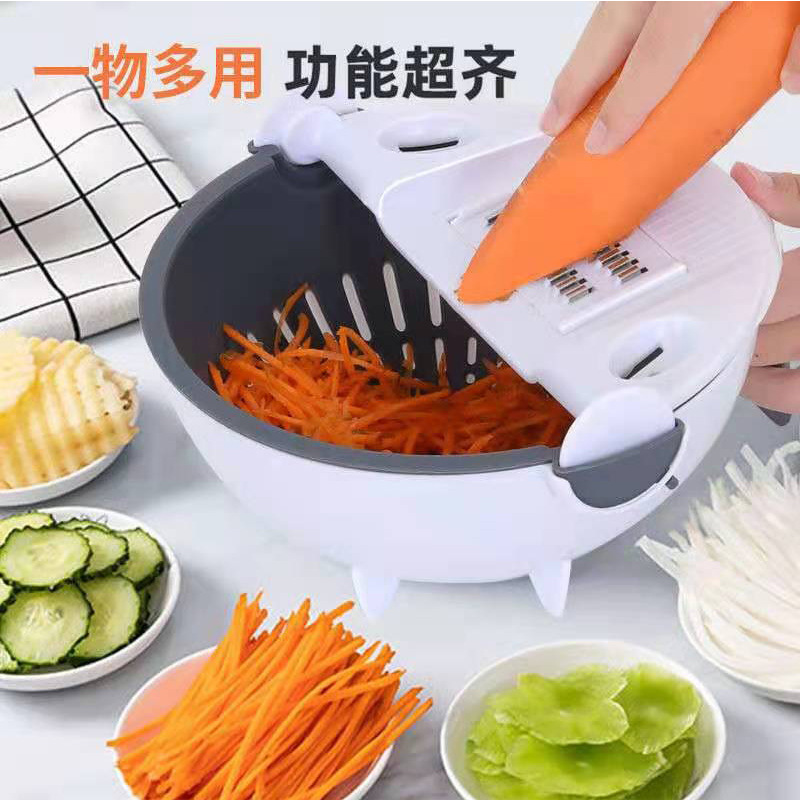 沥水篮切菜器 削土豆萝卜丝刨丝器 厨房刮丝切片切菜器沥水篮