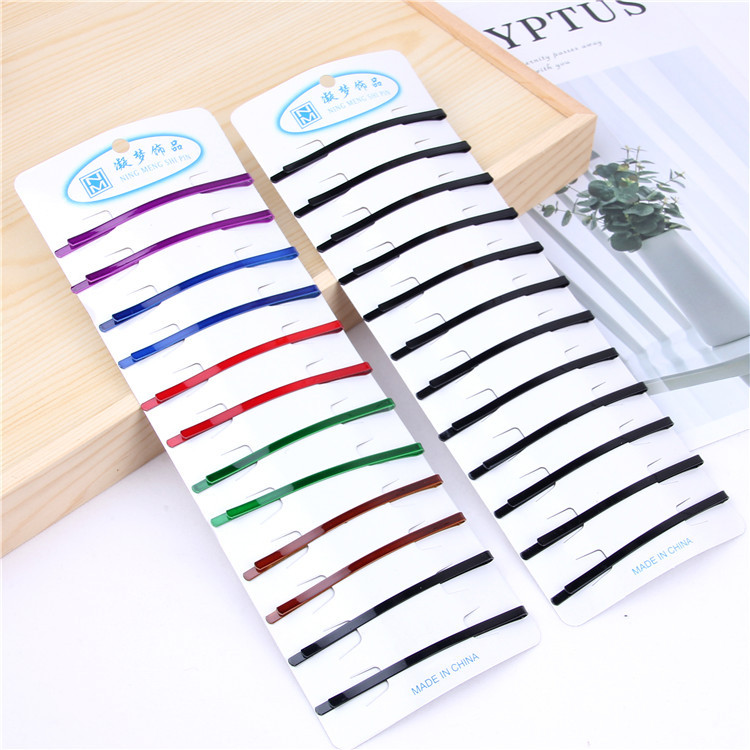 Super value card-mounted one-line clip, simple black and white hair clips of various sizes, dressing plate, hair edge clip, basic headwear, bangs clip details Picture