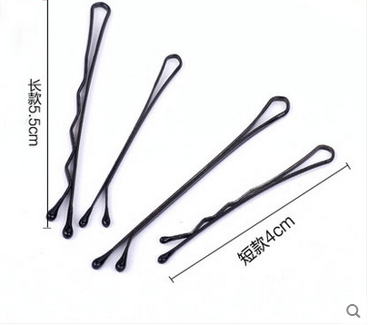 Hot-selling Korean-style black steel wire one-line hair clips, bangs fixed plate hair clips wholesale, blue card details Picture
