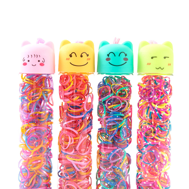 New cartoon bottle hair tie, small rubber band hair band, Yiwu product, children's transparent disposable strong pull unbreakable rubber band