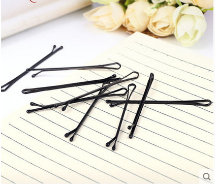 Hot-selling Korean-style black steel wire one-line hair clips, bangs fixed plate hair clips wholesale, blue card Specification image