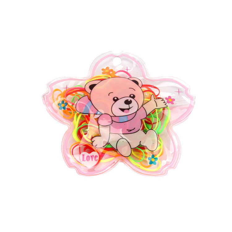 Children's disposable rubber band, black and colorful hair band, non-damaging hair tie, cartoon five-pointed star bagged rubber band hair band Item Picture