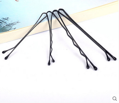 Hot-selling Korean-style black steel wire one-line hair clips, bangs fixed plate hair clips wholesale, blue card Item Picture