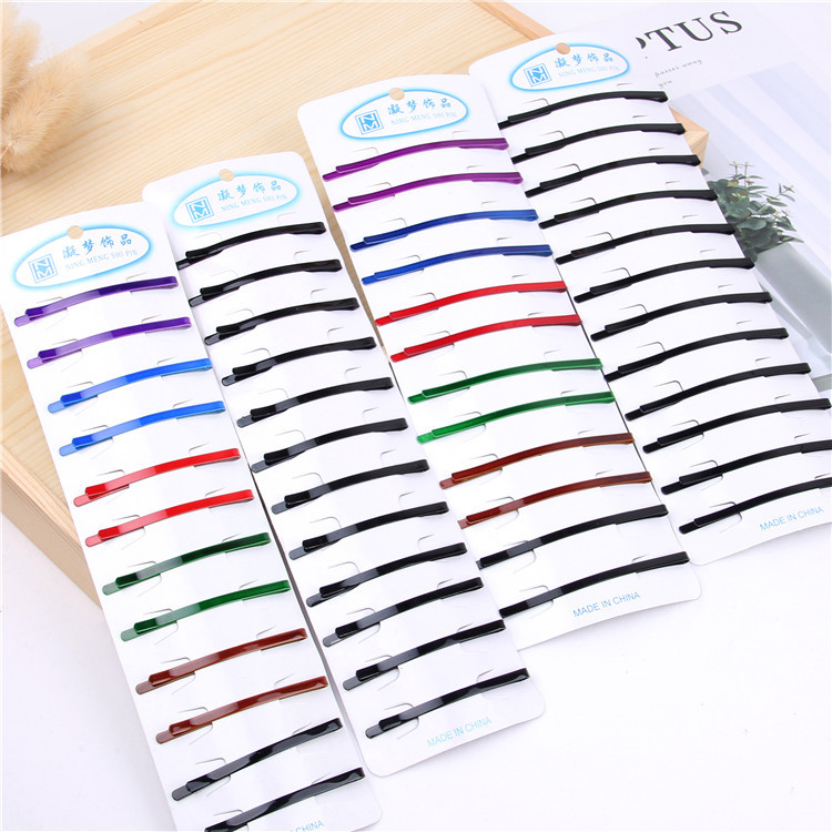 Super value card-mounted one-line clip, simple black and white hair clips of various sizes, dressing plate, hair edge clip, basic headwear, bangs clip