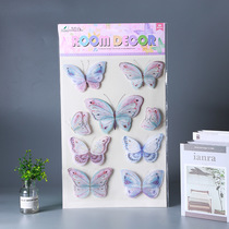 Creative double layer simulation butterfly three-dimensional wall curtain decoration 3D three-dimensional butterfly home decoration wall paste color printing