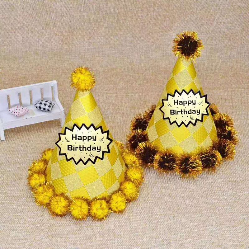 Hairball Birthday hat Children Adult Party Pointy Birthday hat Round penalty hat Birthday hat Party hat party wholesale
