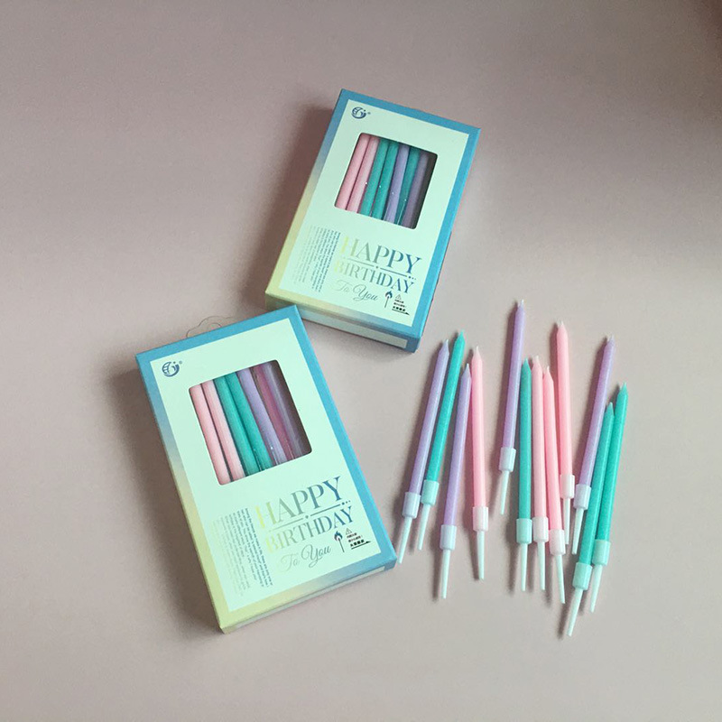 彩虹蜡烛ins风生日蛋糕装饰创意生日蜡烛长杆蜡烛