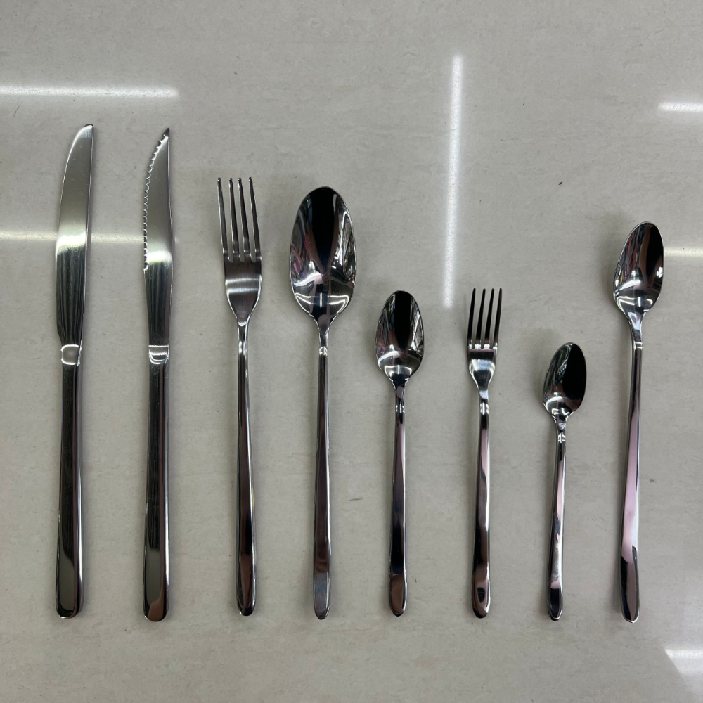 不锈钢西餐餐具套装 家用西式细柄光身刀叉勺礼品餐具