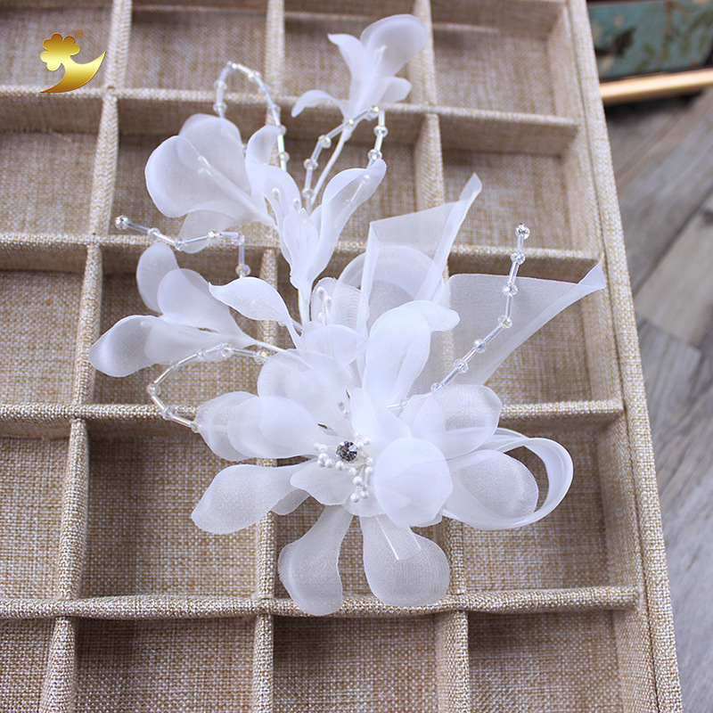 Bride's headwear, handcrafted beaded wedding dress style, photo studio, fringed gauze, silk gauze, hairpin, fringed hair accessory Application Scenario
