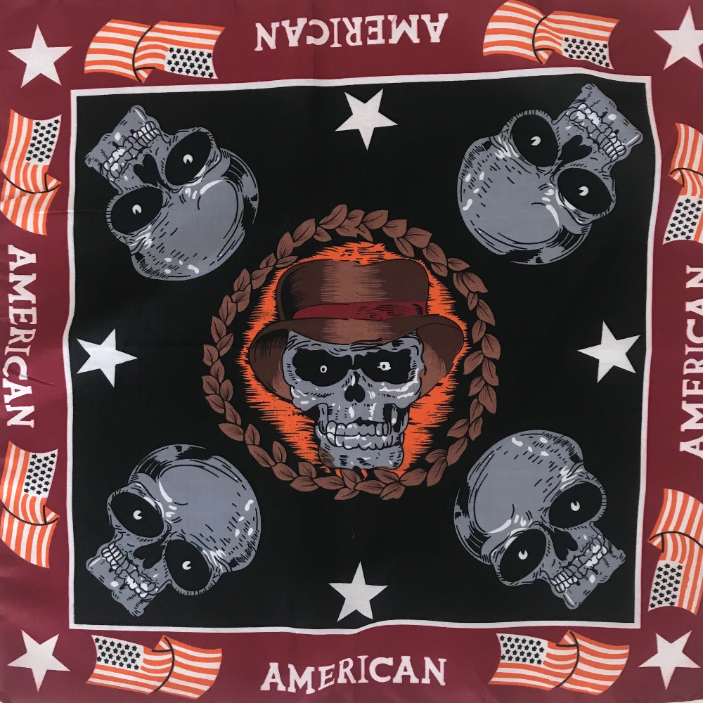 Cotton square scarf, skull head, hip-hop headscarf, outdoor large handkerchief, handkerchief, sports sweat-absorbing wrap Application Scenario