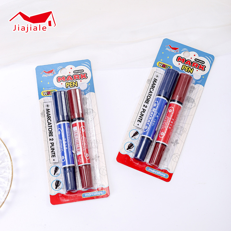 2pc dual-purpose marker pens, oil-based quick-drying large head pens, thick pens, signature pens, logistics marker pens, marker pens wholesale Specification image