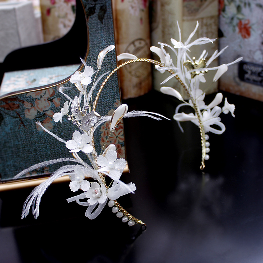 Korean version crystal headband, photo studio, magazine cover design, festival celebration, stage performance, fairy feather headwear Specification image