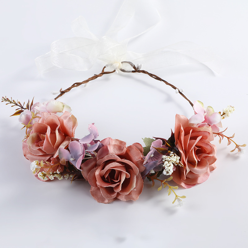 Customized European and American fabric simulation garlands, Japanese and Korean bride headwear and hair bands, seaside vacation, travel, photo outfit headwear Item Picture