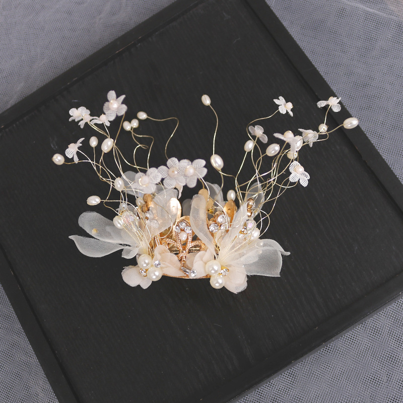 Manufacturer's in-stock small crown Korean version performance hair accessory, bride's wedding dress styling, wedding headwear Specification image