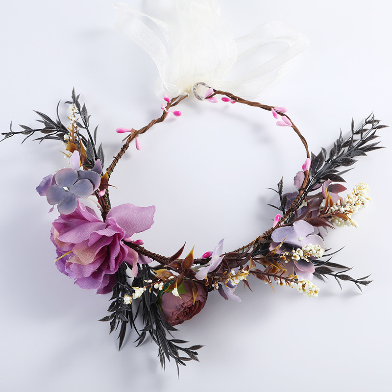 Customized Bohemian-style purple dreamy rattan simulation garland, studio photo shoot, dressing up, hair accessories and headwear Item Picture